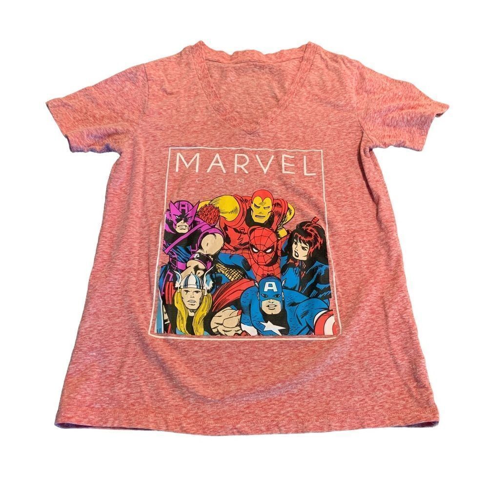 Marvel Comics V Neck Graphic Short Sleeve T-shirt